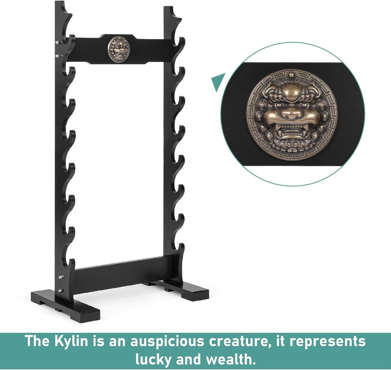 lukar Kylin 8 Tier Sword Rack Floor Standing, Multilayer Katana Stand Floor, Wooden Sword Display Stand Floor, Japanese Samurai Sword Holder - Image 4